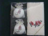 Gift Box embrioded hand towel sturt pea + 2 soaps - Click for more info